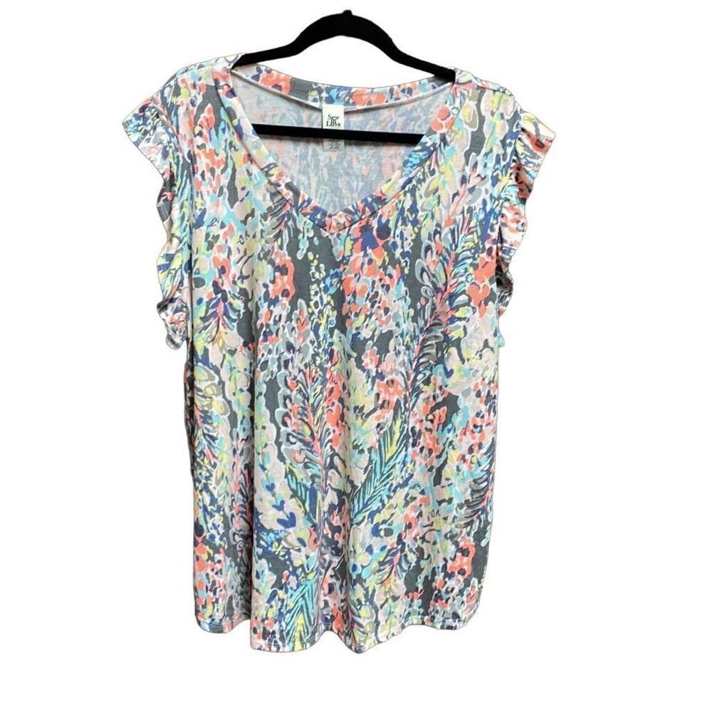 Sew in Love Multi Ruffle Sleeve Top Size 3X NEW